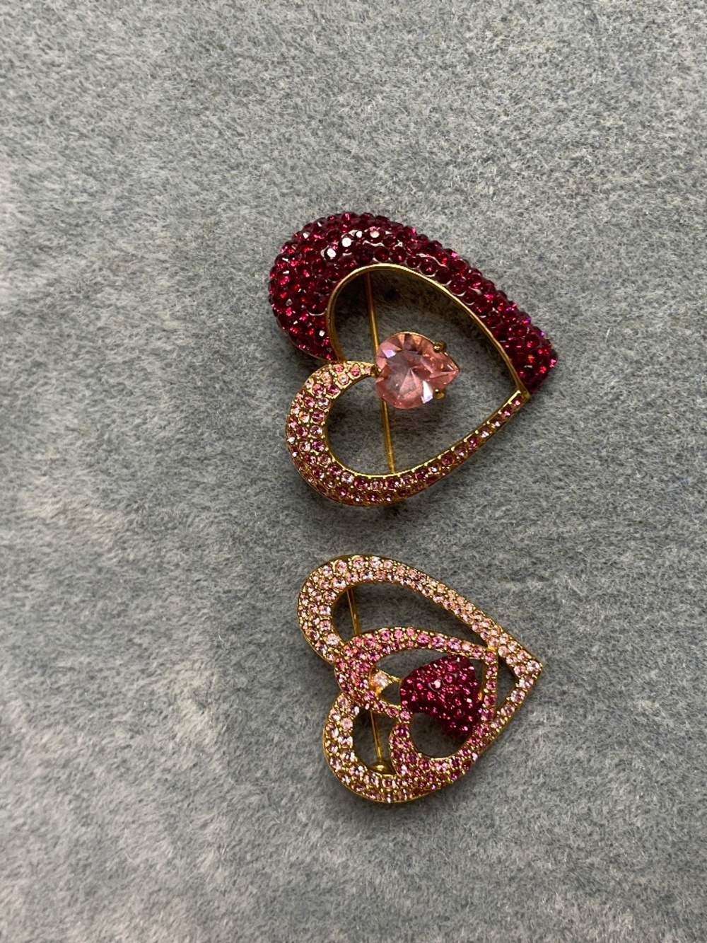 Swarovski Signed Heart Shaped Pins Brooches 2006